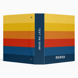 Retro Sunset Stripes with Simple Sans Serif Name 3 Ring Binder