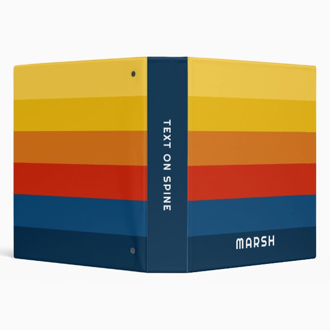 Retro Sunset Stripes with Simple Sans Serif Name 3 Ring Binder (Background)