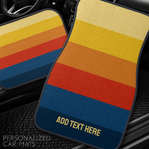 Retro Sunset Stripes with Simple Sans Serif Name Car Floor Mat