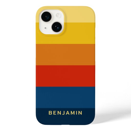 Retro Sunset Stripes with Simple Sans Serif Name Case-Mate iPhone 14 Case