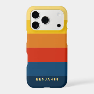 Retro Sunset Stripes with Simple Sans Serif Name iPhone 17 Pro Case