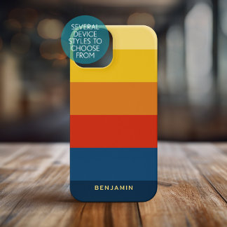 Retro Sunset Stripes with Simple Sans Serif Name Case-Mate iPhone 14 Case