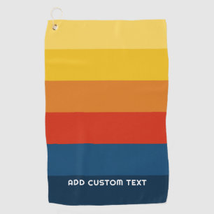 Retro Sunset Stripes with Simple Sans Serif Name Golf Towel