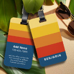 Retro Sunset Stripes with Simple Sans Serif Name Luggage Tag<br><div class="desc">Rugby Stripes - A preppy pattern with bold stripes and a name. If your art still needs to be adjusted,  click on the Customize This button. This will take you to a design area where you can move things around and even change colors!</div>