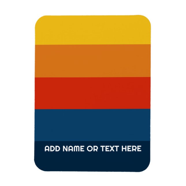 Retro Sunset Stripes with Simple Sans Serif Name Magnet (Vertical)
