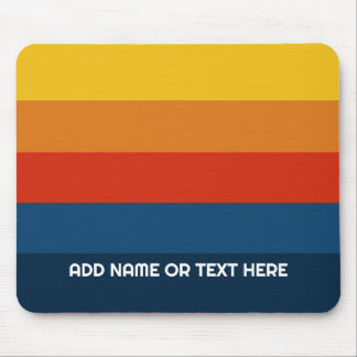 Retro Sunset Stripes with Simple Sans Serif Name Mouse Pad