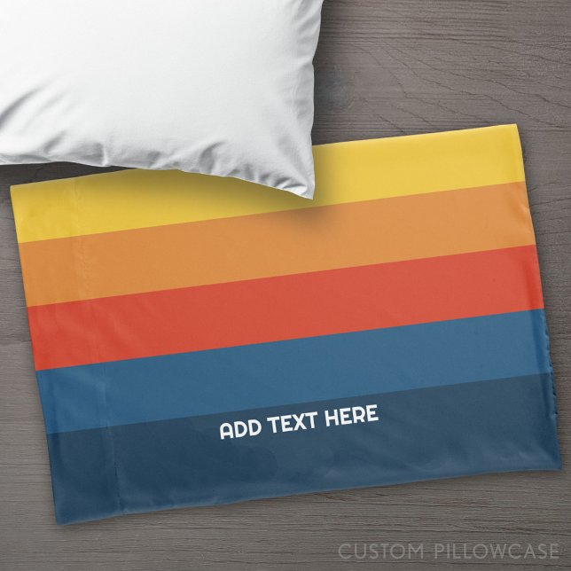 Retro Sunset Stripes with Simple Sans Serif Name Pillow Case (Custom Pillowcase)