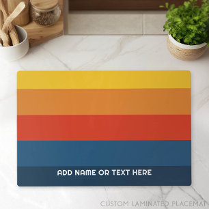 Retro Sunset Stripes with Simple Sans Serif Name Placemat