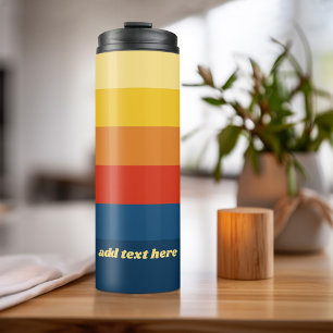 Retro Sunset Stripes with Simple Sans Serif Name Thermal Tumbler
