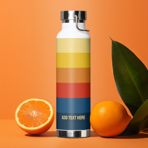 Retro Sunset Stripes with Simple Sans Serif Name Water Bottle
