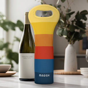 Retro Sunset Stripes with Simple Sans Serif Name Wine Bag