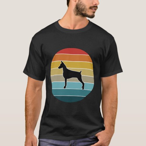 Retro Sunset Style Doberman Vintage Lover Doberman T_Shirt