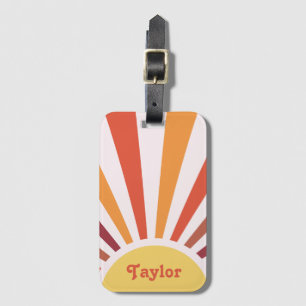 Retro Sunset Sun Rays Personalized Name Luggage Tag