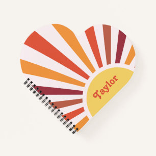 Retro Sunset Sun Rays Personalized Name Notebook