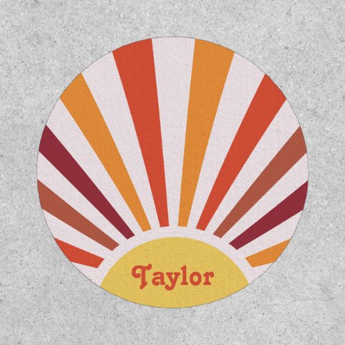 Retro Sunset Sun Rays Personalized Name Patch