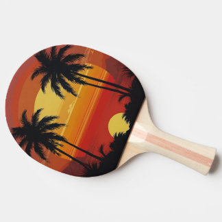 Retro Sunset Table Tennis Bat – Vintage Sunburst Ping Pong Paddle