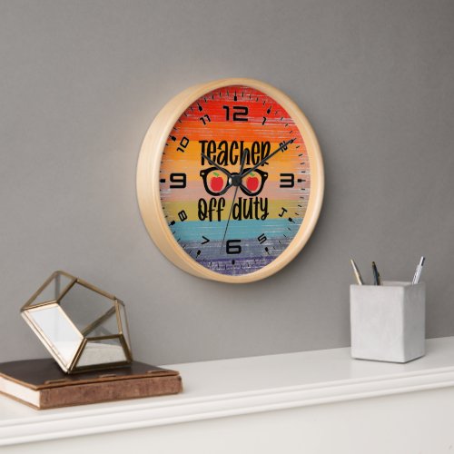 Retro Sunset Teacher Off Duty Clock