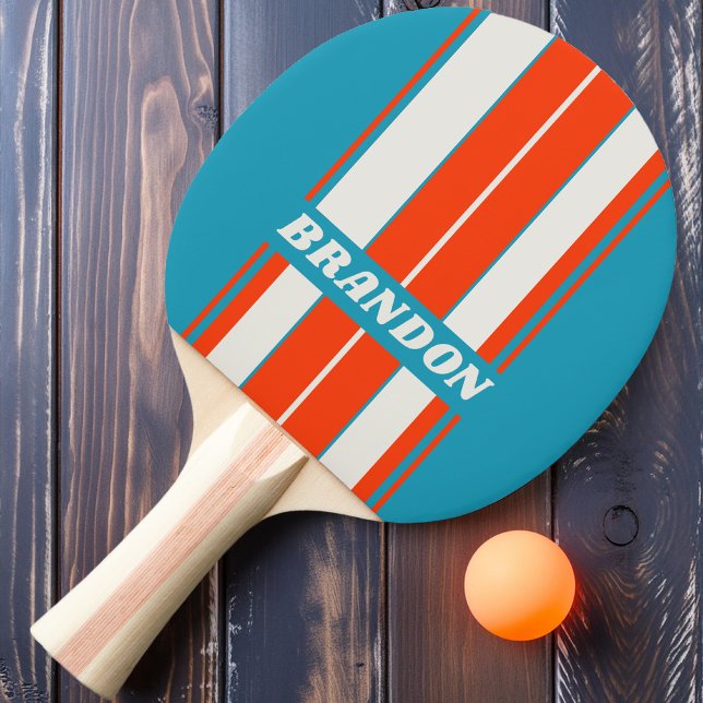 Retro Sunset Tide Rush Board Stripes with Name Ping Pong Paddle (Creator Uploaded)