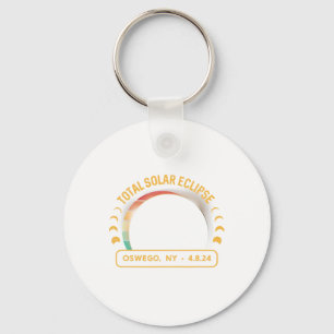 Retro Sunset Total Solar Eclipse Oswego New York Keychain