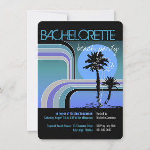 Retro Sunset Tropical Palm Tree Bachelorette Party Invitation