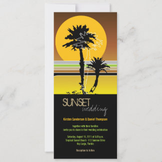 Retro Sunset Tropical Wedding Invite & Reception