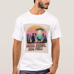 Retro Sunset UFO Abduction Dog Owner Sci-Fi Art T-Shirt