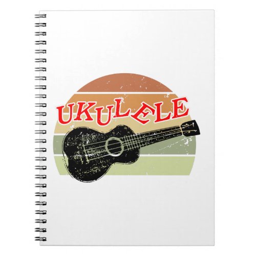 Retro Sunset Ukulele Distressed Drawing Notebook