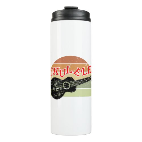 Retro Sunset Ukulele Distressed Drawing Thermal Tumbler