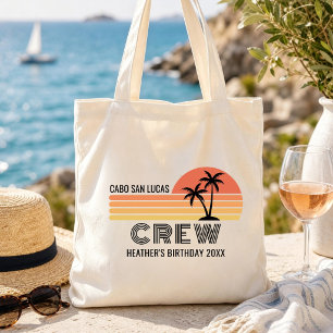 Retro Sunset Vacation Birthday Trip 90's Bday Crew Tote Bag