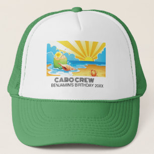 Retro Sunset Vacation Birthday Trip 90's Bday Crew Trucker Hat
