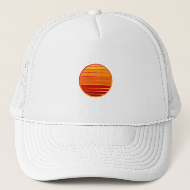 Retro Sunset Vibes Aesthetic Trucker Hat (Front)