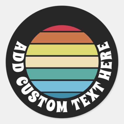 Retro Sunset Vintage 70s Vibe - Custom Name Classic Round Sticker