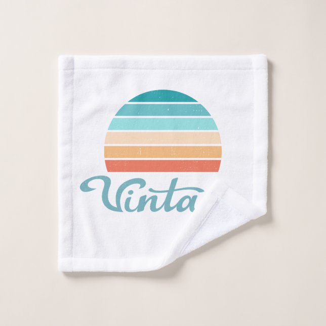 Retro Sunset+Vintage Script Distressed Bath Towel Set (Wash Cloth)