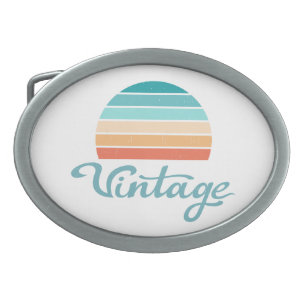Retro Sunset+Vintage Script Distressed Belt Buckle