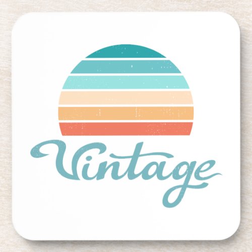 Retro SunsetVintage Script Distressed Beverage Coaster