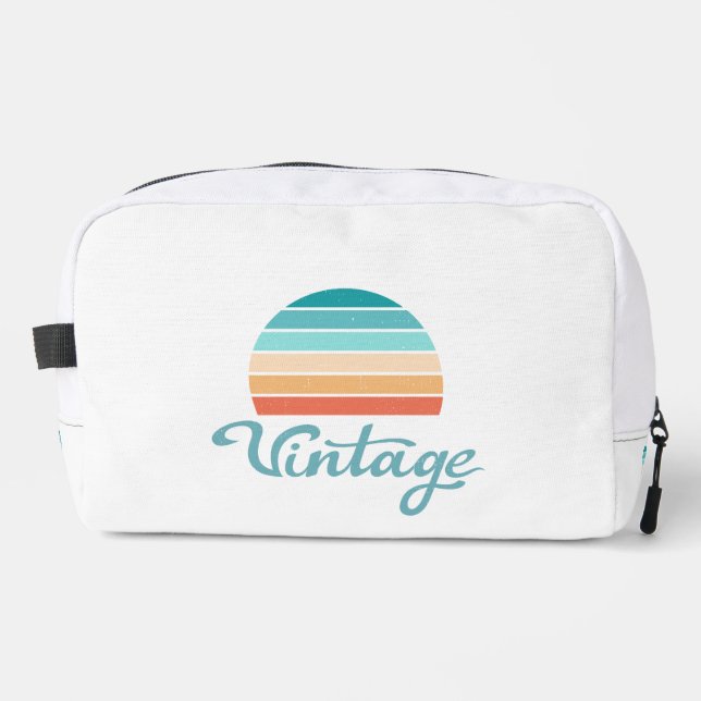 Retro Sunset+Vintage Script Distressed Dopp Kit (Front)