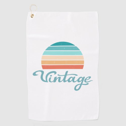 Retro SunsetVintage Script Distressed Golf Towel