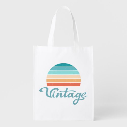 Retro SunsetVintage Script Distressed Grocery Bag