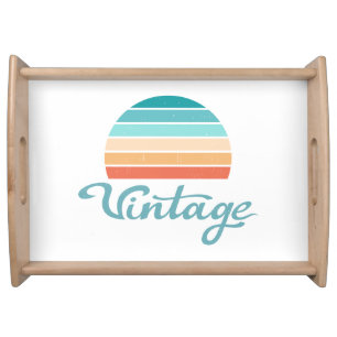 Retro Sunset+Vintage Script Distressed Serving Tray