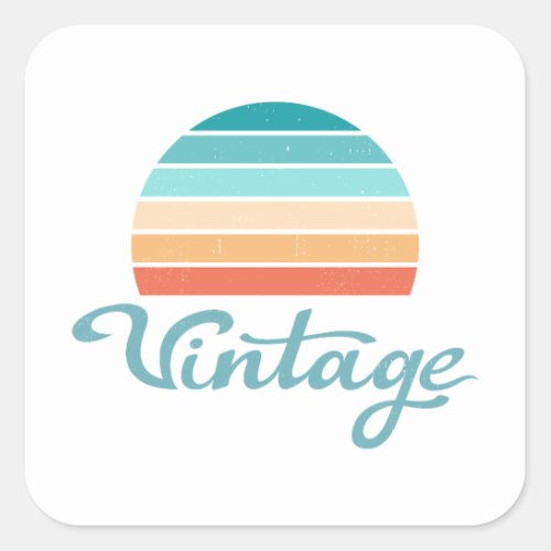 Retro SunsetVintage Script Distressed Square Sticker