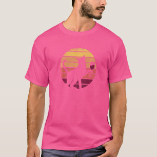 Retro Sunset Wine For Women Cat Girls Night T-Shirt