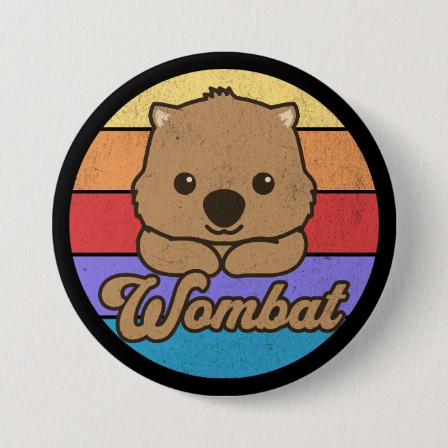 Retro Sunset Wombat Button (Front)