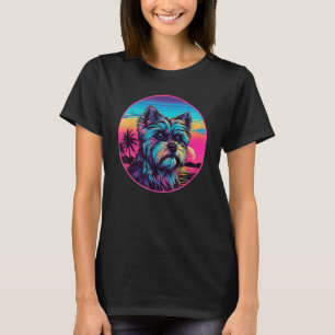 Retro Sunset Yorkie Dog T-Shirt