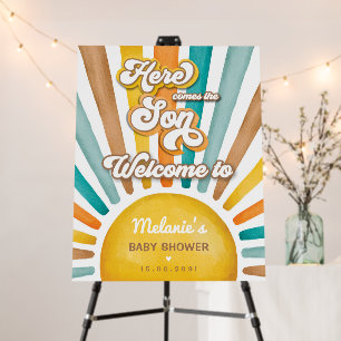Retro Sunshine Baby Shower Boho Sun Welcome Foam Board