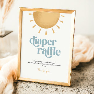 Retro Sunshine Baby Shower Diaper Raffle Sign