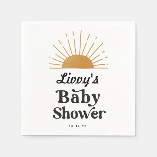 Retro Sunshine Baby Shower Napkins