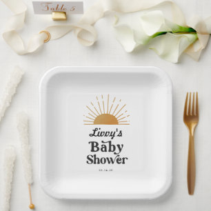 Retro Sunshine Baby Shower Paper Plates