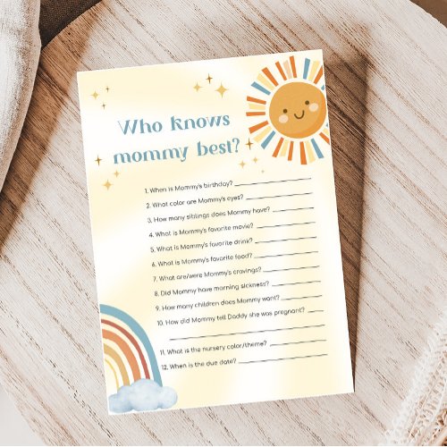 Retro Sunshine Baby Shower Who Knows Mommy Game