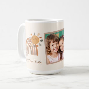 Retro Sunshine Best Mom Ever Boho Rainbow Coffee Mug