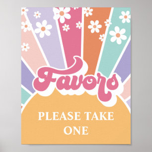 Retro Sunshine Birthday Favors Poster